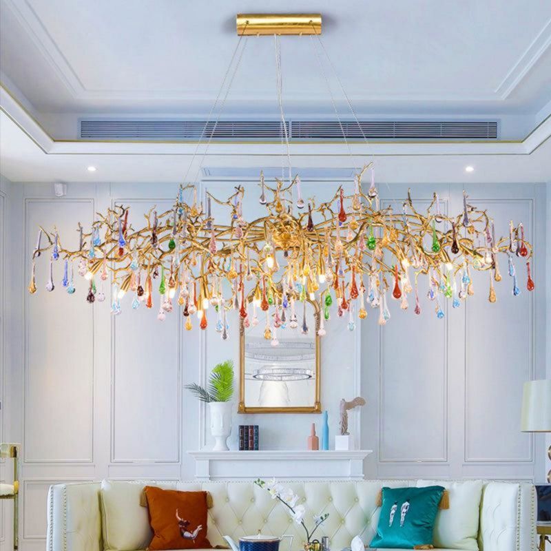 Lola Teardrop Colorful Dining Branch Chandelier chandeliers for dining room,chandeliers for stairways,chandeliers for foyer,chandeliers for bedrooms,chandeliers for kitchen,chandeliers for living room Rbrights 70.9" L  
