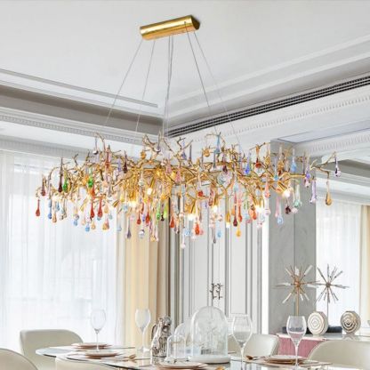 Lola Teardrop Colorful Dining Branch Chandelier chandeliers for dining room,chandeliers for stairways,chandeliers for foyer,chandeliers for bedrooms,chandeliers for kitchen,chandeliers for living room Rbrights 59" L  