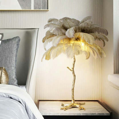 Modern Designer Ostrich Feather Table Lamp H31.5"
