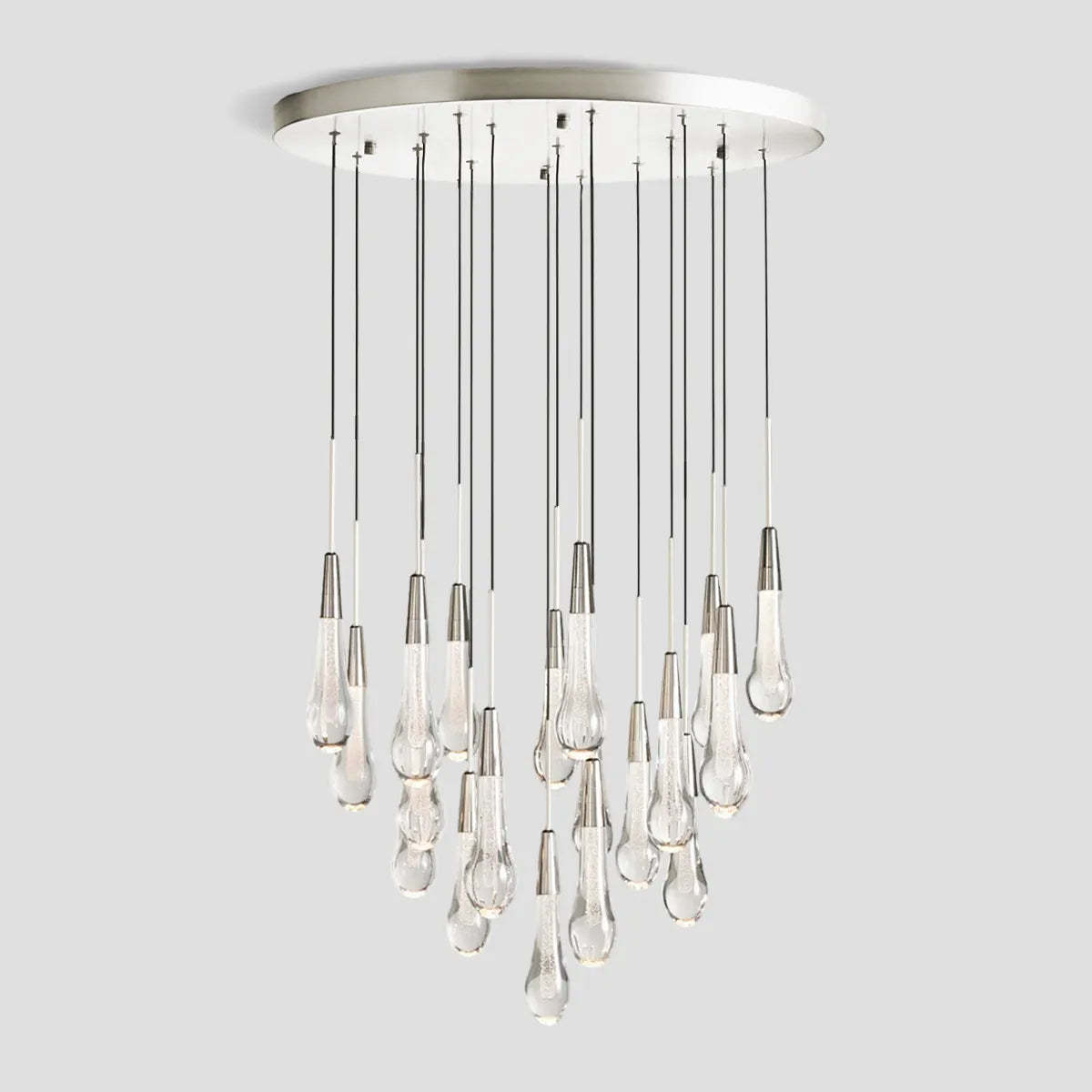 Soltaire Modern Round Glass Chandelier 17'' 24'' 36'' 58'' Chandelier Kevin Studio Inc Nickel 24''D