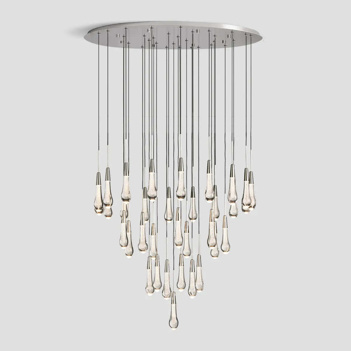 Soltaire Modern Round Glass Chandelier 17'' 24'' 36'' 58'' Chandelier Kevin Studio Inc Nickel 36''D