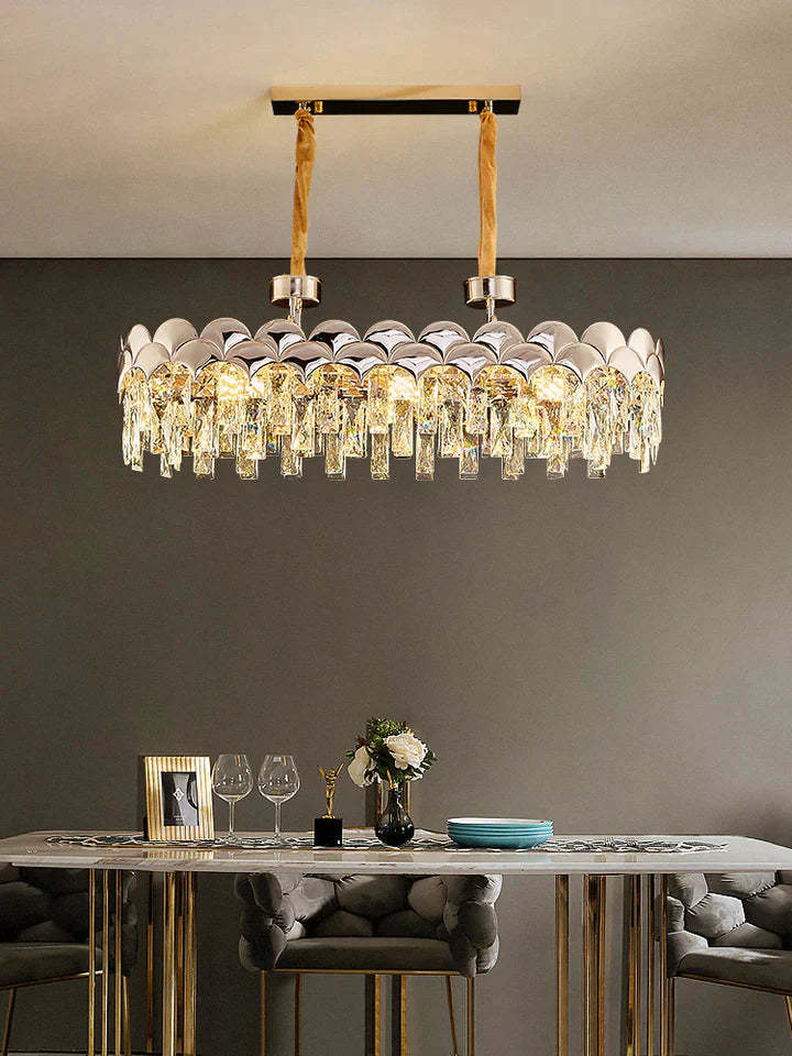 Modern Fish Scale Tiered Crystal Pendant Chandelier Suit for Living Room & Bedroom, tiered, shining, art designer, noble, luxury