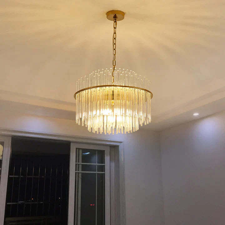 crystal rod, living room, dining room, modern, Nordic, simple, gold,chandelier,