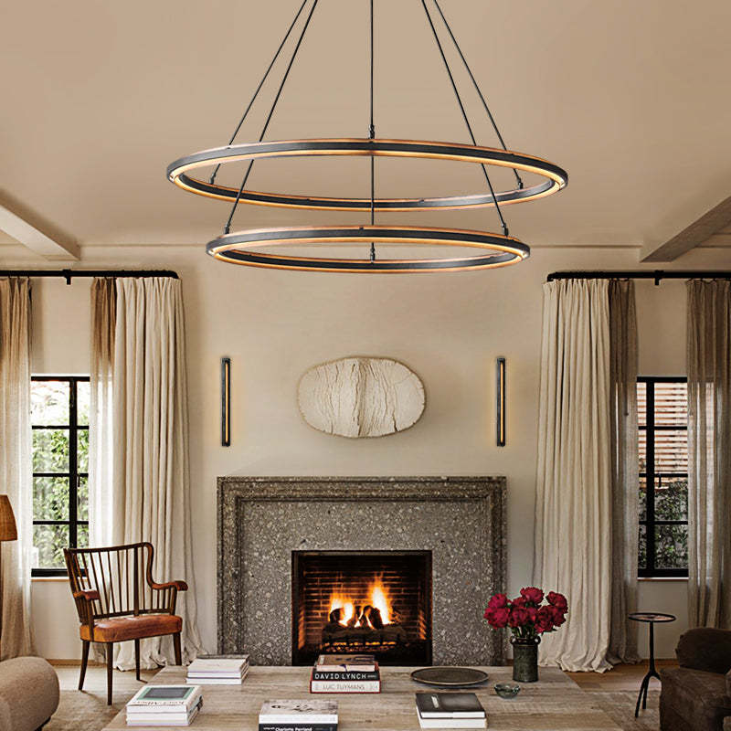 Alessia Retro American Vintage Iron Two-tier Round Chandelier
