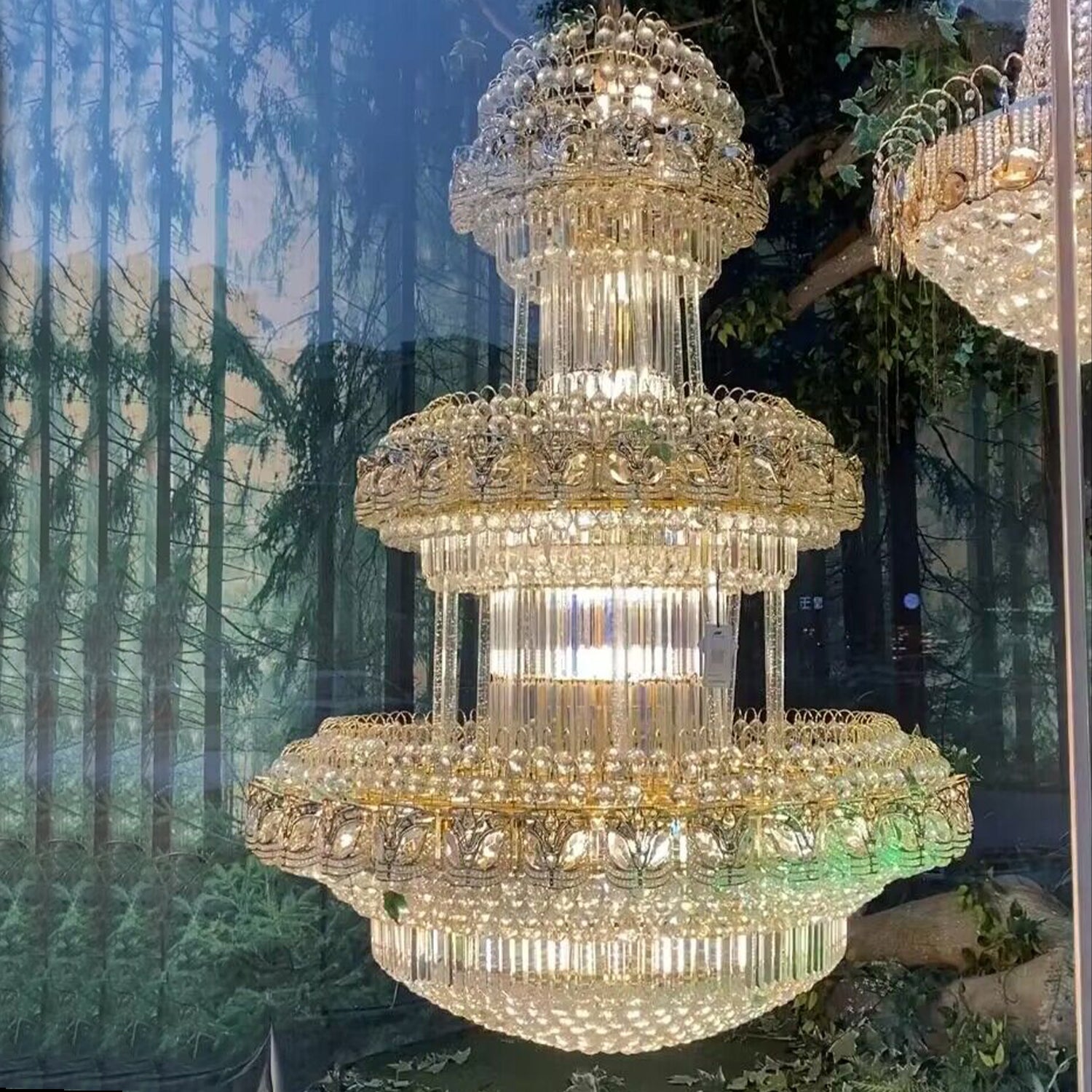 European style oversized crystal chandelier，3-layers round crystal light for 2-story/duplex buildings  foyer/staircase/hallway/enytrway/living room,coffee shop,restaurant,hotel lobby