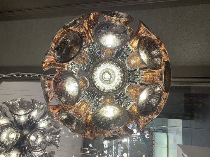 Extra Large Artistic Globe Morning glory Chandelier Modern Designer Chalice Suspension Pendant Light for Dining Room/Coffee Table ,LED, art designer, globe, shining