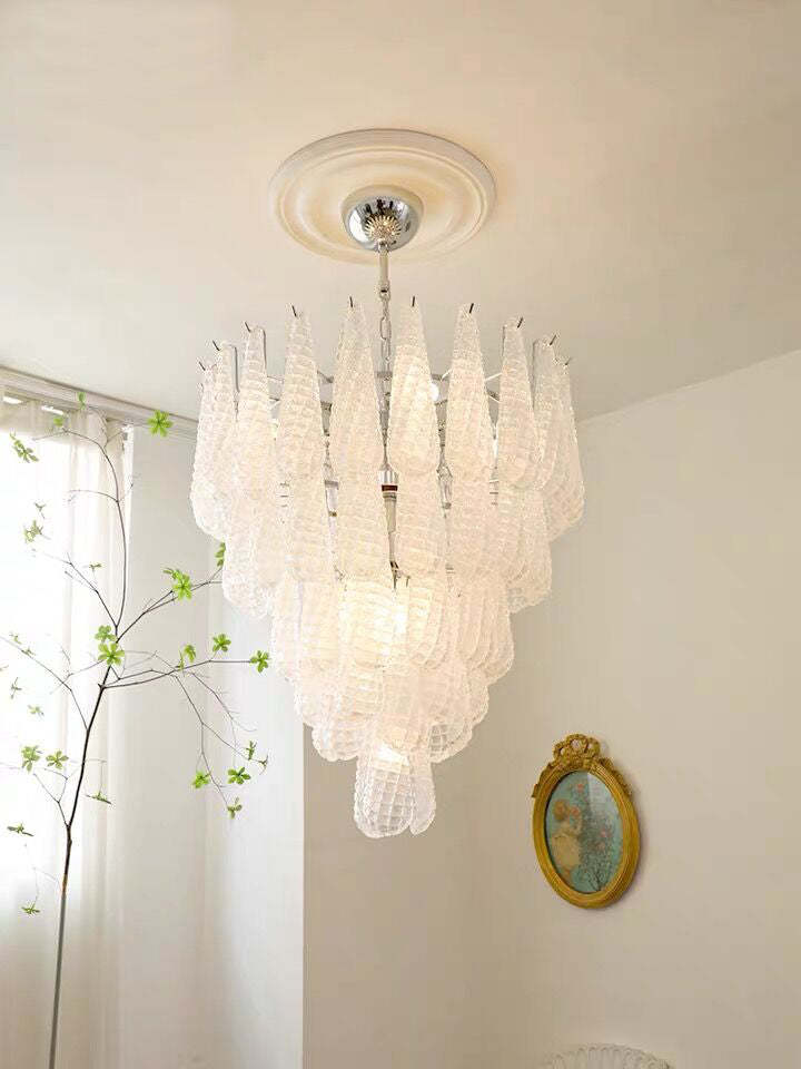 Light Luxury Multi-layered Teardrop Waterfall Chandelier for Living Room/Bedroom
