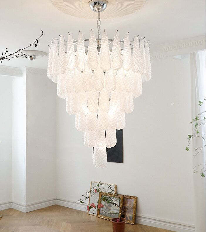 Light Luxury Multi-layered Teardrop Waterfall Chandelier for Living Room/Bedroom