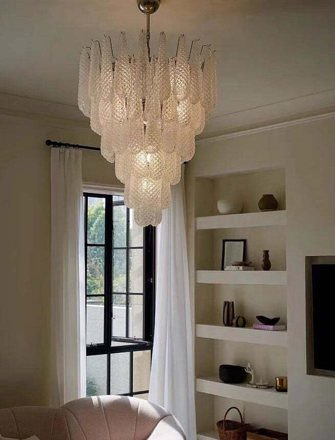 Light Luxury Multi-layered Teardrop Waterfall Chandelier for Living Room/Bedroom