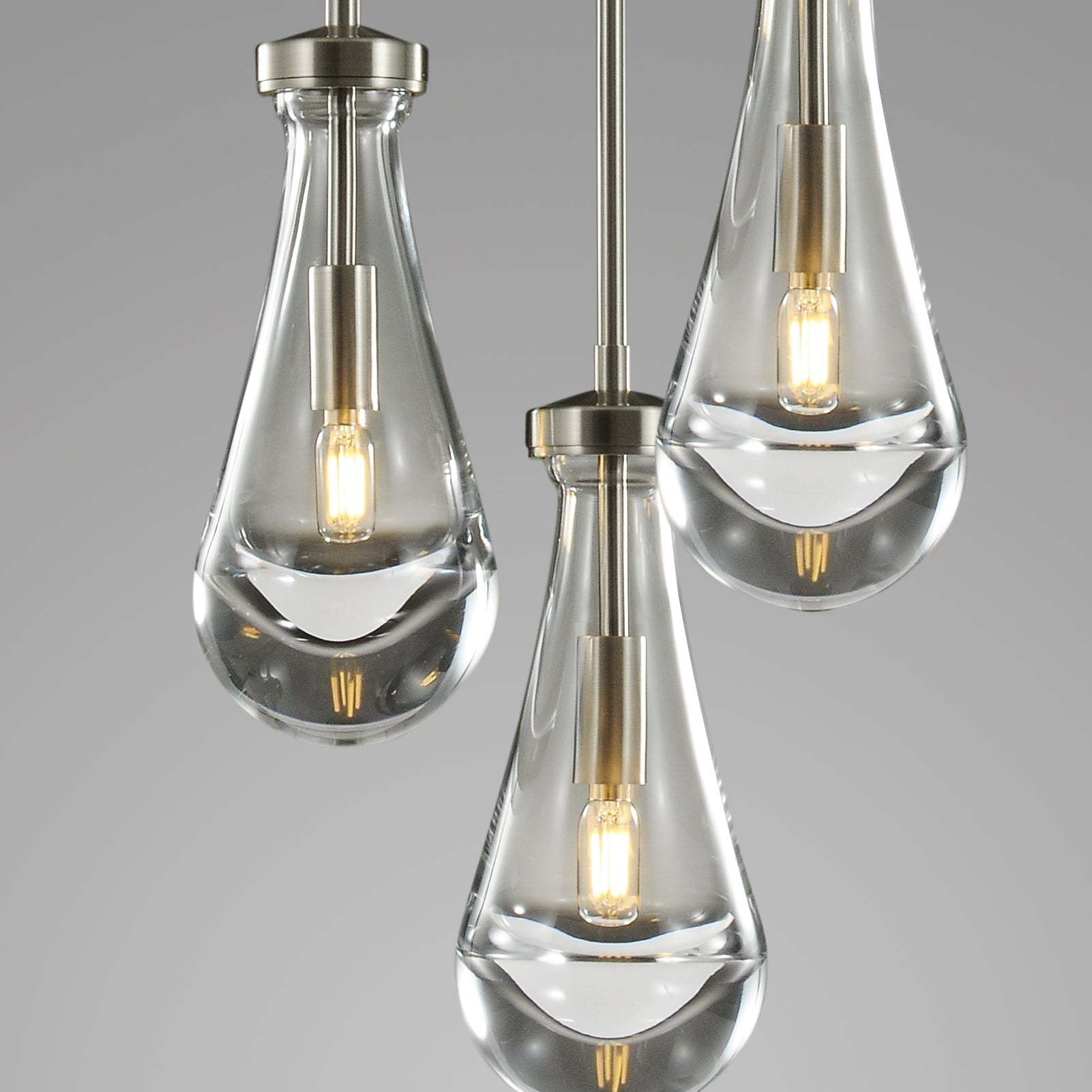 Raindrop Modern Round Glass Chandelier 3-Light 8"(rod)