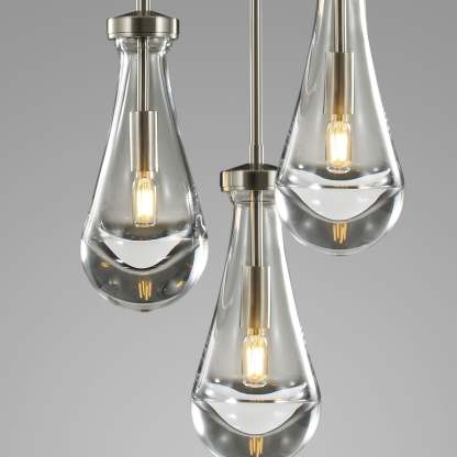 Raindrop Modern Round Glass Chandelier 3-Light 8"(rod)
