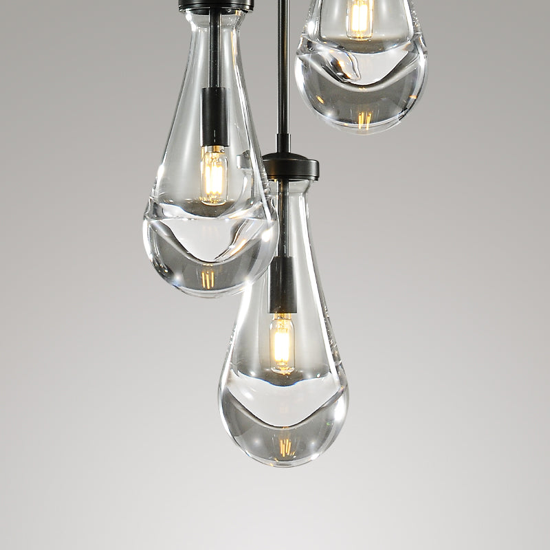 Raindrop Modern Round Glass Chandelier 3-Light 8"(rod)