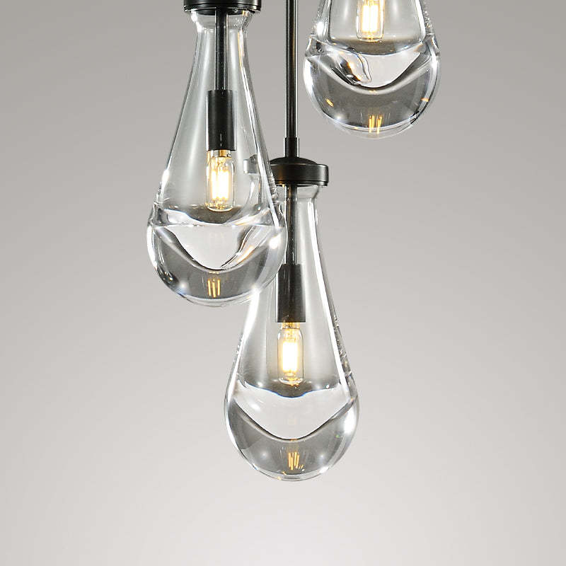 Raindrop Modern Round Glass Chandelier 3-Light 8"(rod)