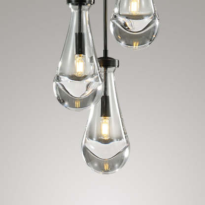 Raindrop Modern Round Glass Chandelier 3-Light 8"(rod)