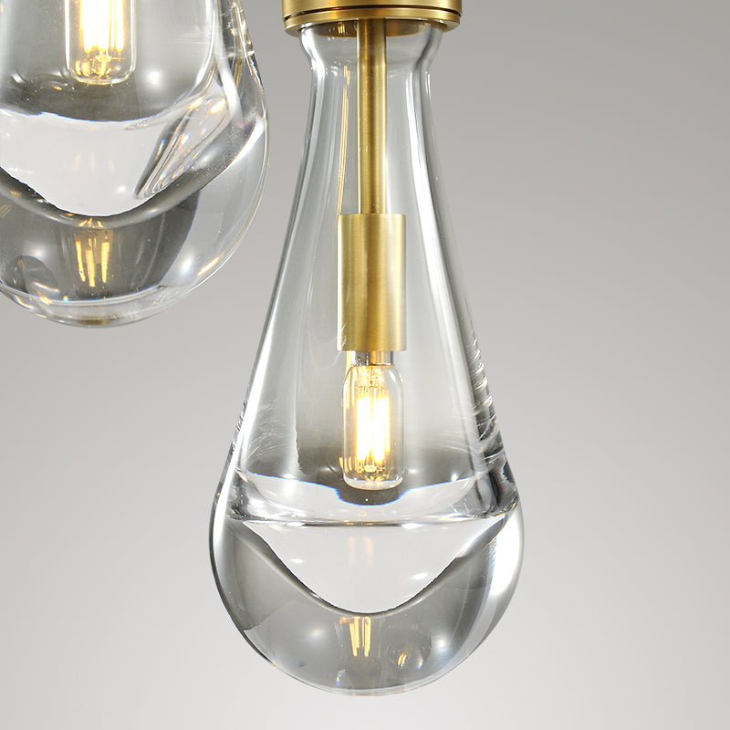 Raindrop Modern Round Glass Chandelier 3-Light 8"(rod)