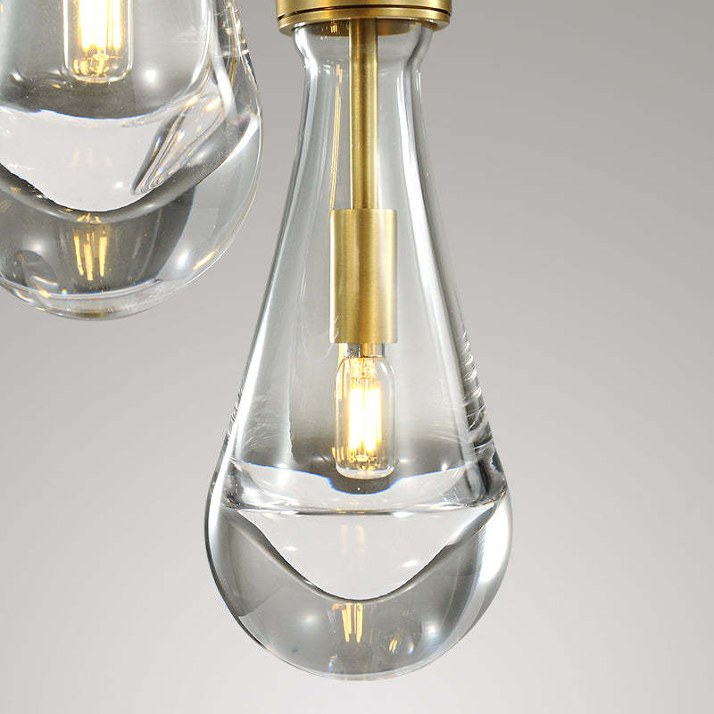Raindrop Modern Round Glass Chandelier 3-Light 8"(rod)