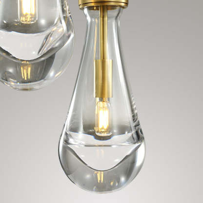 Raindrop Modern Round Glass Chandelier 3-Light 8"(rod)