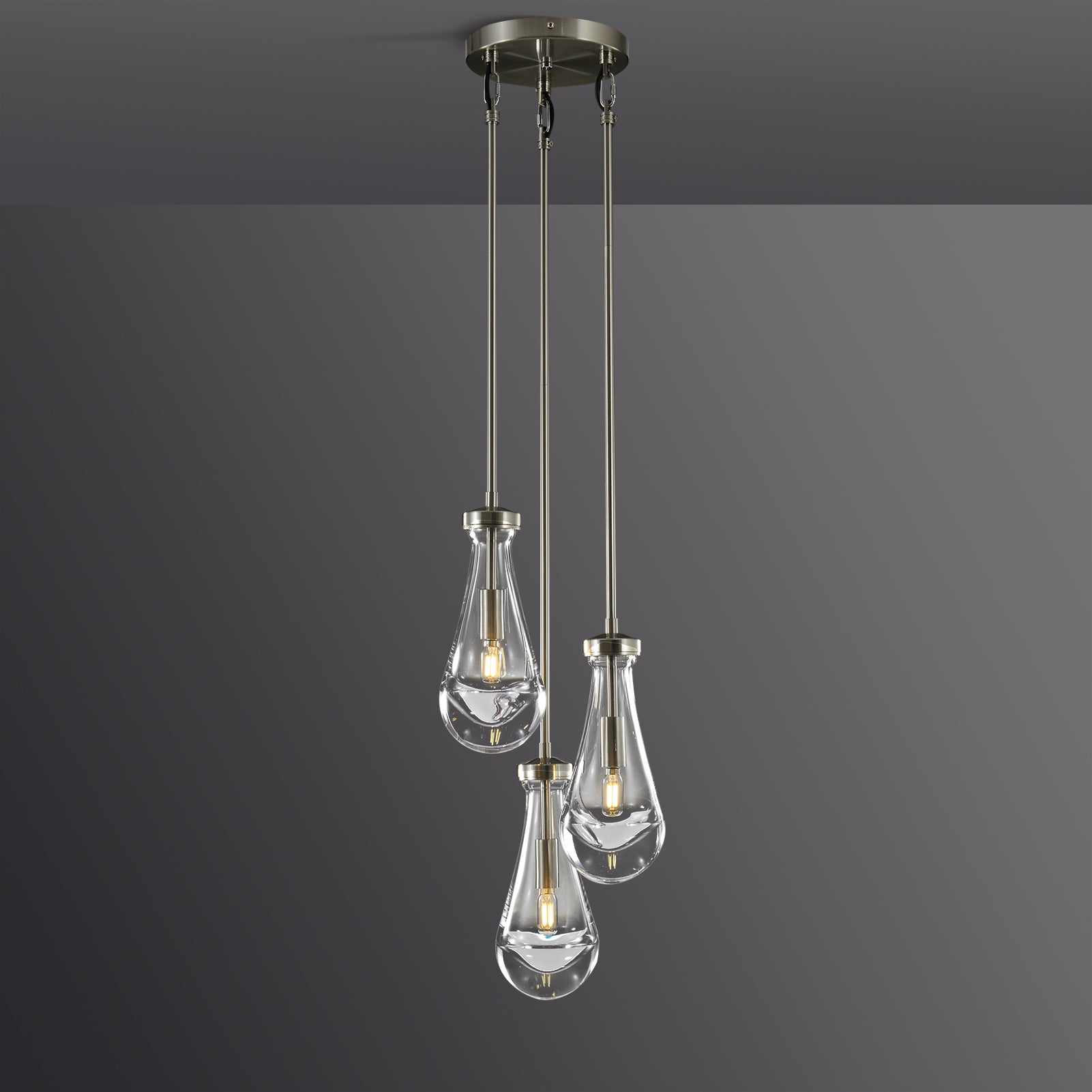 Raindrop Modern Round Glass Chandelier 3-Light 8"(rod)