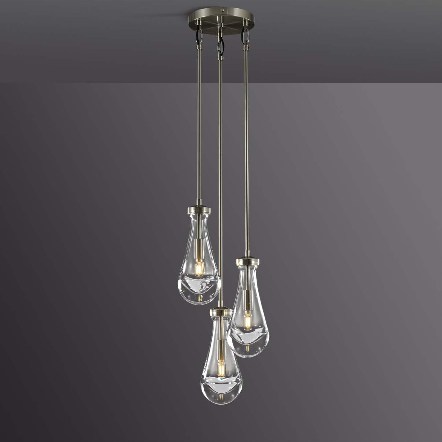 Raindrop Modern Round Glass Chandelier 3-Light 8"(rod)