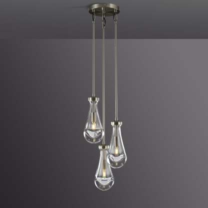 Raindrop Modern Round Glass Chandelier 3-Light 8"(rod)