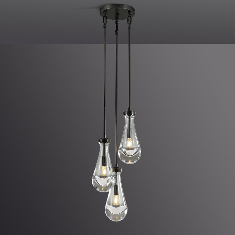 Raindrop Modern Round Glass Chandelier 3-Light 8"(rod)