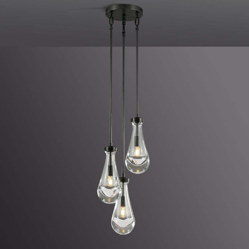 Raindrop Modern Round Glass Chandelier 3-Light 8"(rod)
