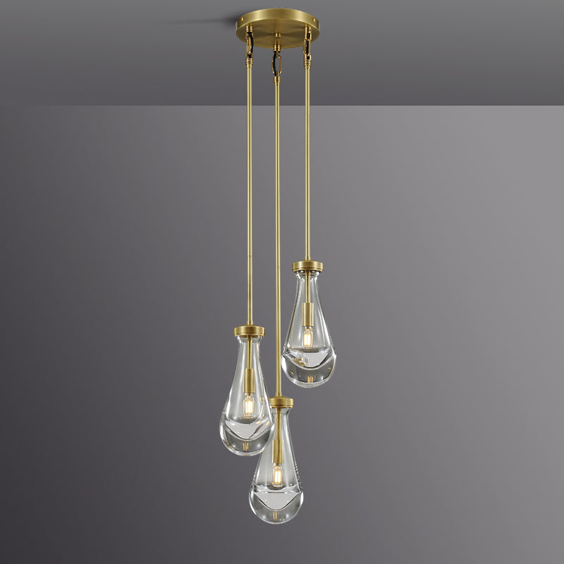 Raindrop Modern Round Glass Chandelier 3-Light 8"(rod)