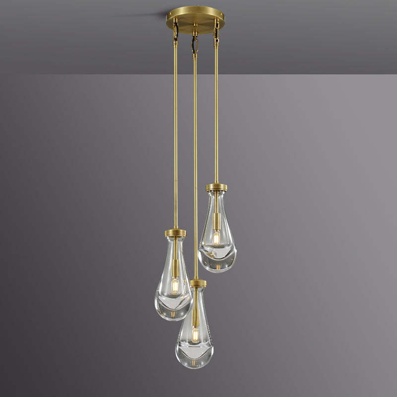 Raindrop Modern Round Glass Chandelier 3-Light 8"(rod)