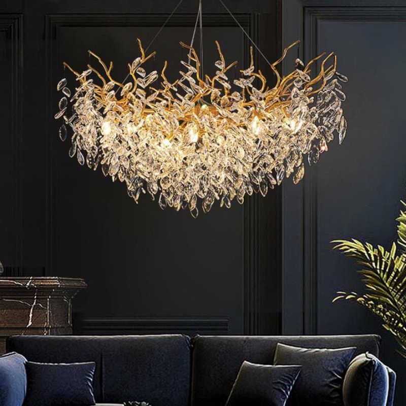 Round Crystal Branch Chandelier chandeliers for dining room,chandeliers for stairways,chandeliers for foyer,chandeliers for bedrooms,chandeliers for kitchen,chandeliers for living room Rbrights 31"