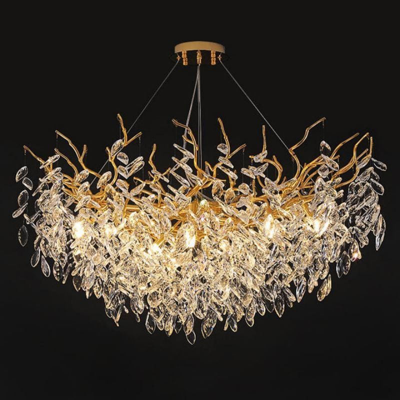 Round Crystal Branch Chandelier chandeliers for dining room,chandeliers for stairways,chandeliers for foyer,chandeliers for bedrooms,chandeliers for kitchen,chandeliers for living room Rbrights 39"