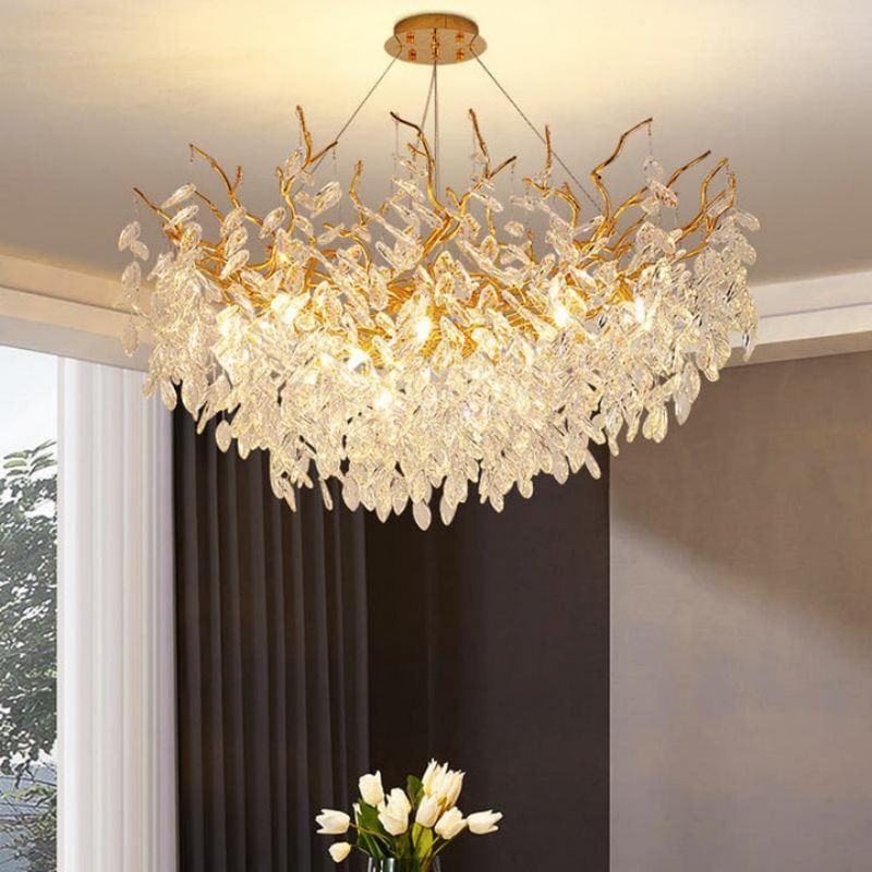 Round Crystal Branch Chandelier chandeliers for dining room,chandeliers for stairways,chandeliers for foyer,chandeliers for bedrooms,chandeliers for kitchen,chandeliers for living room Rbrights 24"