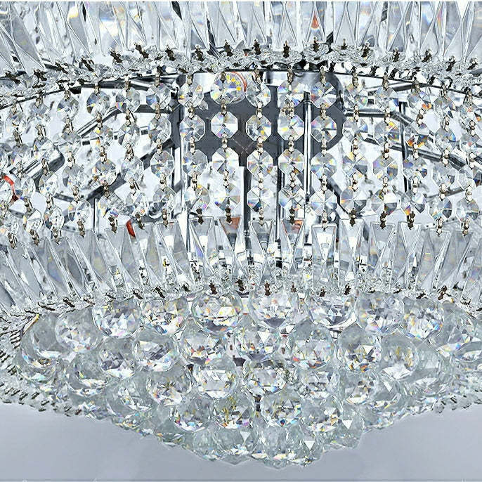 Silver/ Chrome Extra Length Customization D47.2"*H98.4"/ 48 Lights Luxurious Crystal Chandelier Foyer Entryway Long Ceiling Lighting Fixture For Hotel Lobby Hallway Staircase