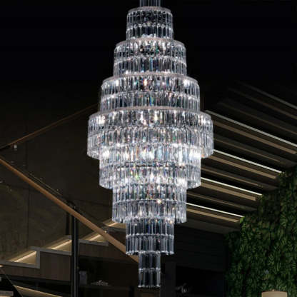 Stylish Foyer Hall Long Crystal Chandelier Large Staircase/ Entryway Decoration Ceiling Light Fixture