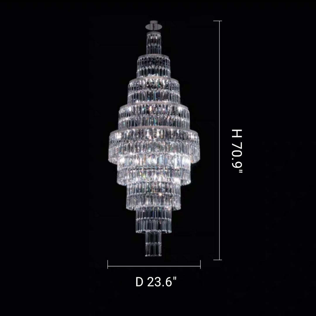 Stylish Foyer Hall Long Crystal Chandelier Large Staircase/ Entryway Decoration Ceiling Light Fixture