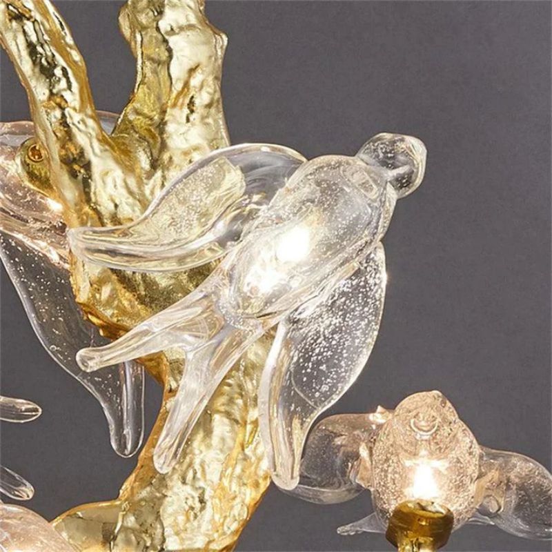 Swallow Glass Long Tree Branch Chandelier
