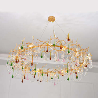 Vitia Colorful Crystal Raindrop Branch Chandelier chandeliers for dining room,chandeliers for stairways,chandeliers for foyer,chandeliers for bedrooms,chandeliers for kitchen,chandeliers for living room Rbrights   