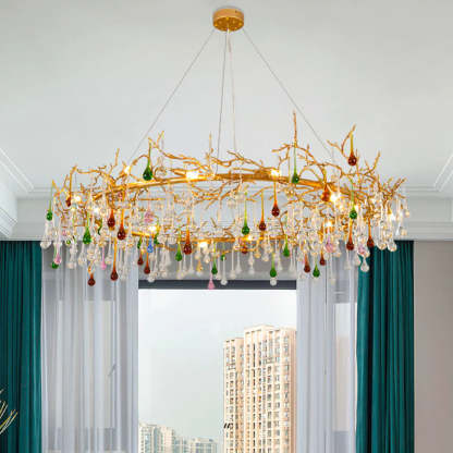 Vitia Colorful Crystal Raindrop Branch Chandelier chandeliers for dining room,chandeliers for stairways,chandeliers for foyer,chandeliers for bedrooms,chandeliers for kitchen,chandeliers for living room Rbrights 43.31" D  