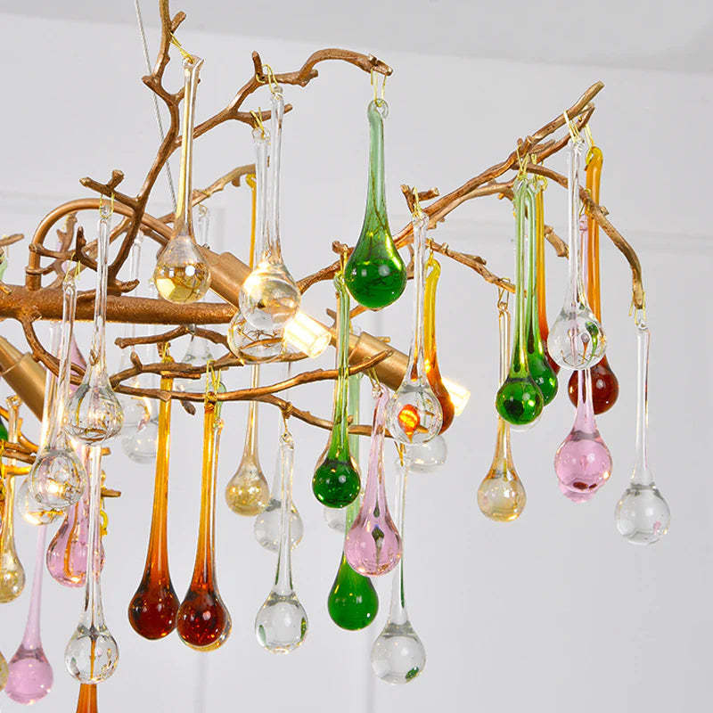 Vitia Colorful Crystal Raindrop Branch Chandelier chandeliers for dining room,chandeliers for stairways,chandeliers for foyer,chandeliers for bedrooms,chandeliers for kitchen,chandeliers for living room Rbrights   