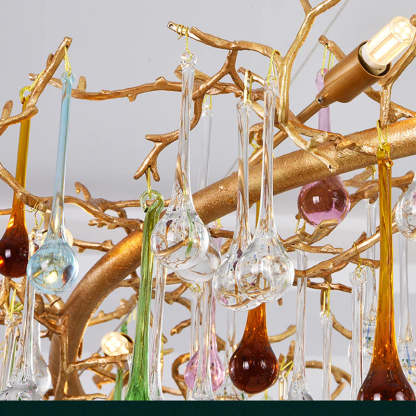 Vitia Colorful Crystal Raindrop Branch Chandelier chandeliers for dining room,chandeliers for stairways,chandeliers for foyer,chandeliers for bedrooms,chandeliers for kitchen,chandeliers for living room Rbrights   