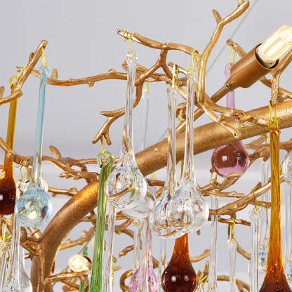 Vitia Colorful Crystal Raindrop Branch Chandelier chandeliers for dining room,chandeliers for stairways,chandeliers for foyer,chandeliers for bedrooms,chandeliers for kitchen,chandeliers for living room Rbrights   