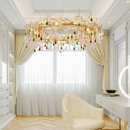 Vitia Colorful Crystal Raindrop Branch Chandelier chandeliers for dining room,chandeliers for stairways,chandeliers for foyer,chandeliers for bedrooms,chandeliers for kitchen,chandeliers for living room Rbrights 35.43" D  