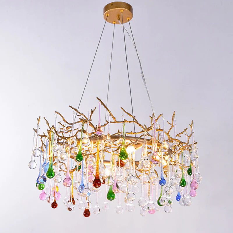 Vitia Colorful Crystal Raindrop Branch Chandelier chandeliers for dining room,chandeliers for stairways,chandeliers for foyer,chandeliers for bedrooms,chandeliers for kitchen,chandeliers for living room Rbrights 23.62" D  