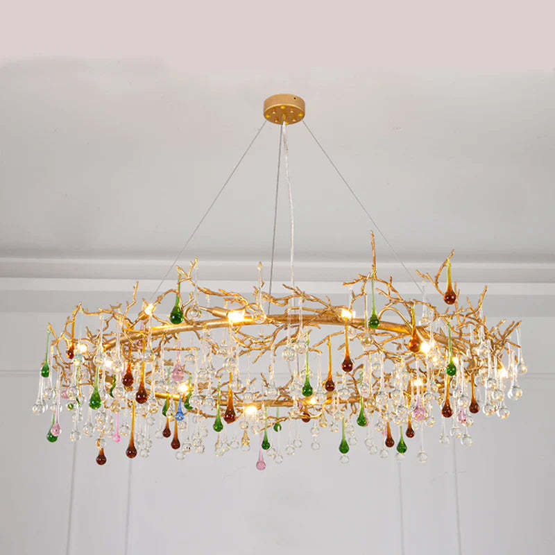 Vitia Colorful Crystal Raindrop Branch Chandelier chandeliers for dining room,chandeliers for stairways,chandeliers for foyer,chandeliers for bedrooms,chandeliers for kitchen,chandeliers for living room Rbrights   