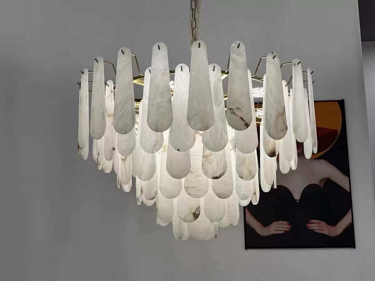 Alabaster Feathery Chandelier