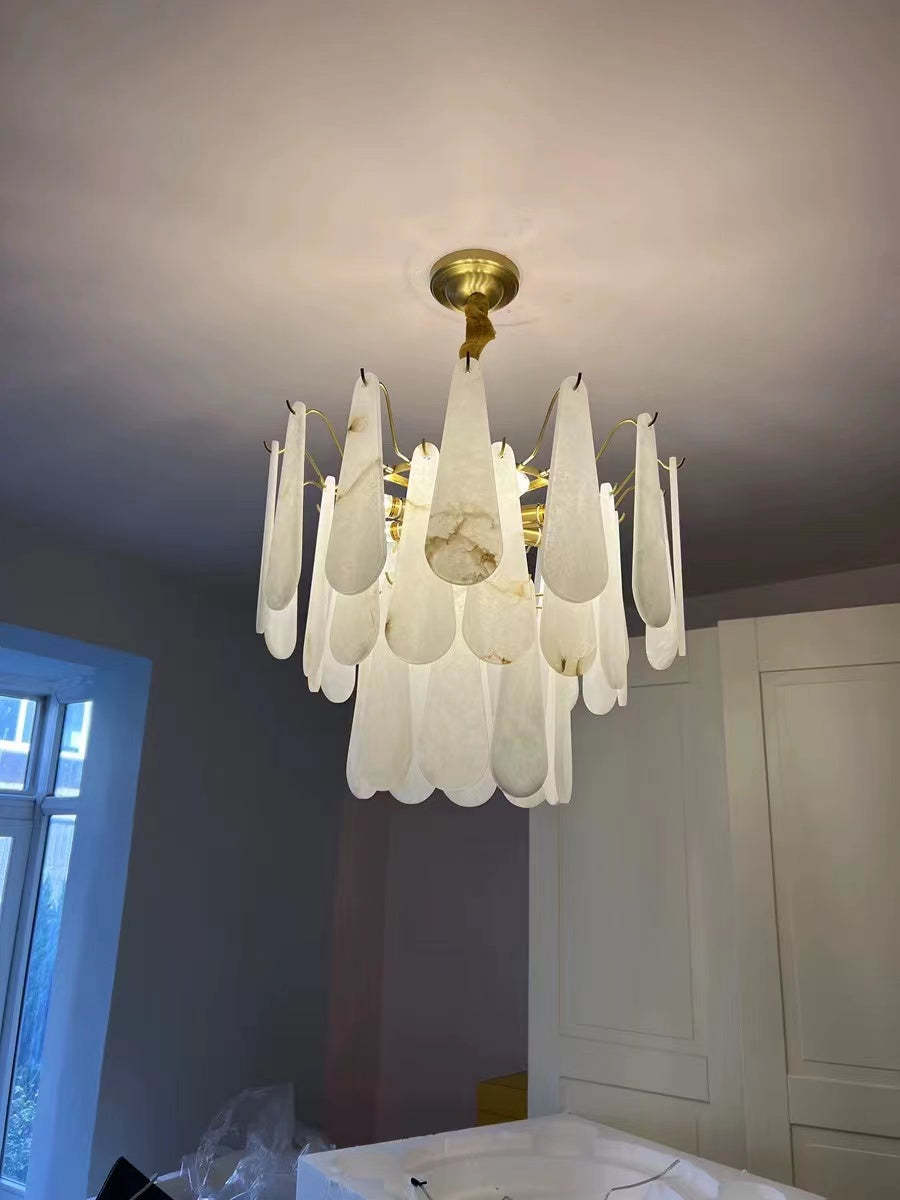 Alabaster Feathery Chandelier