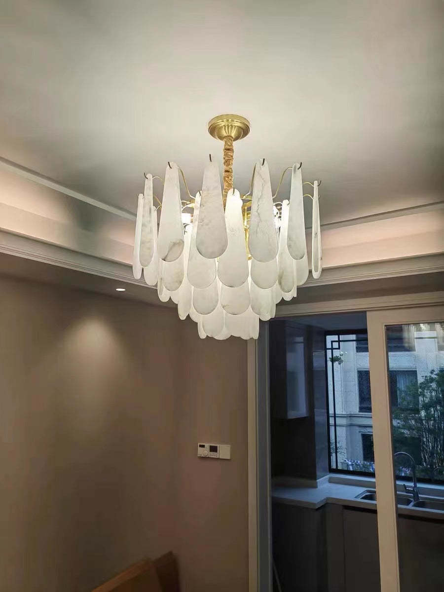 Alabaster Feathery Chandelier