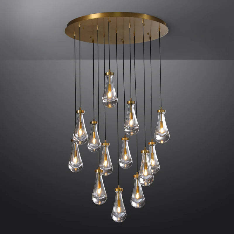 Raindrop Round Chandelier 36" 13-Lights , Rain Chandelier For Dining Room