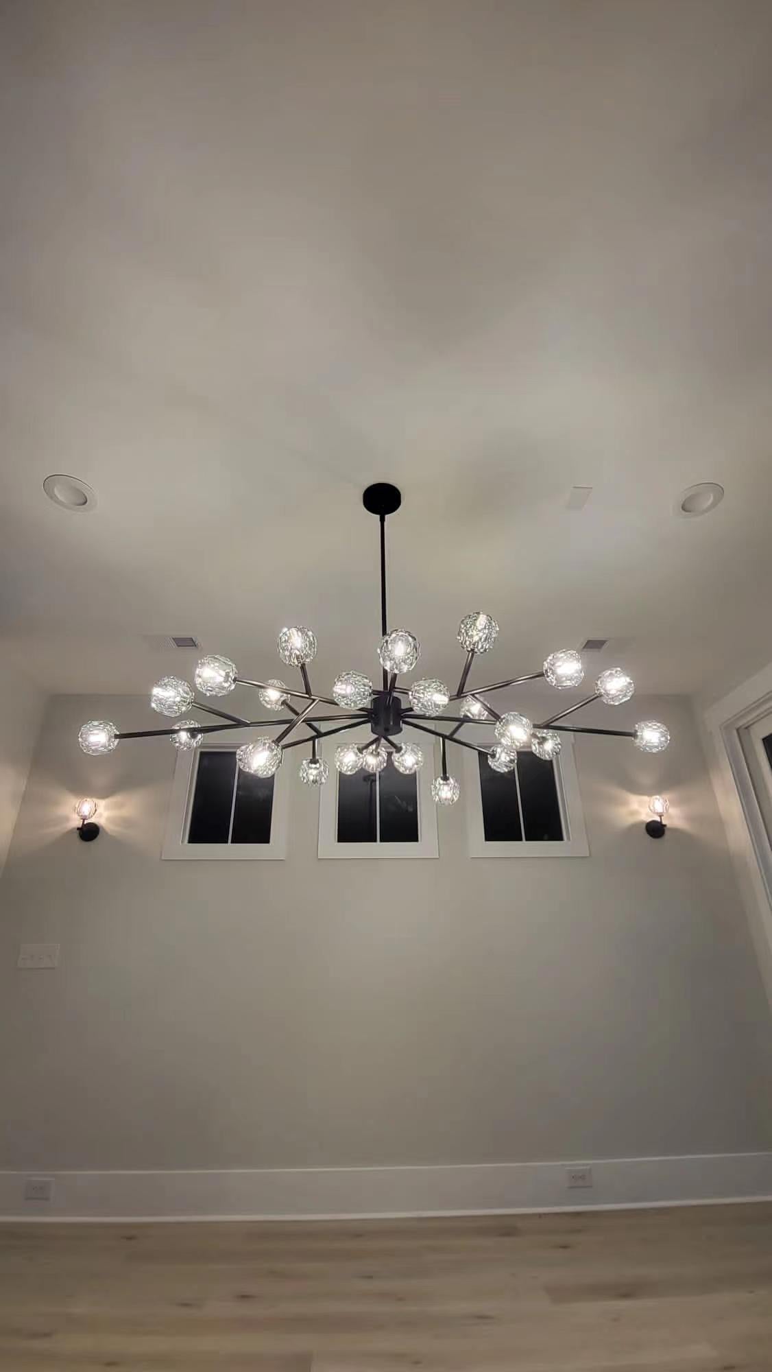 Kristal Modern Clear Crystal Round Chandelier 48" Over Dining Table