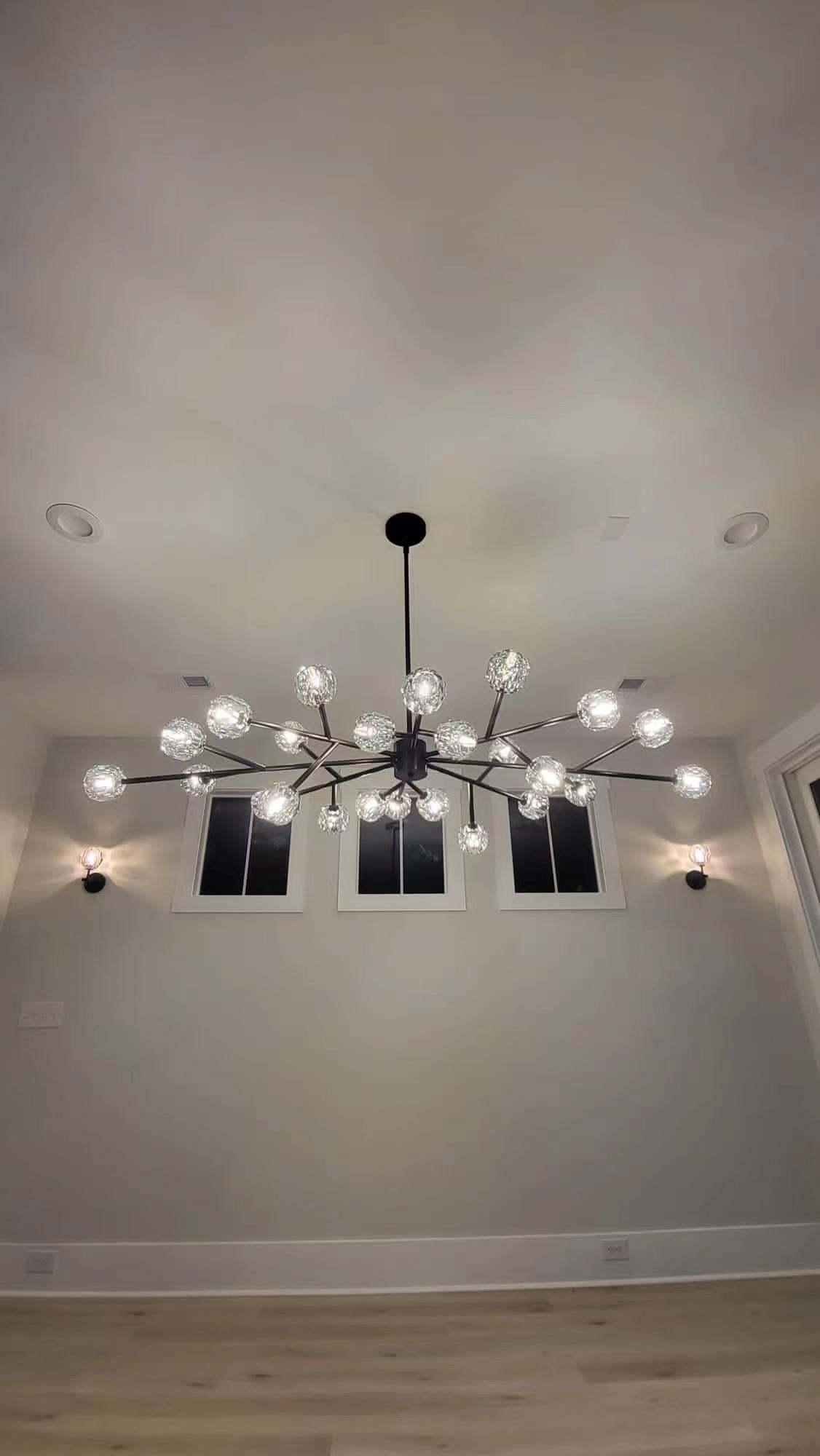 Kristal Modern Clear Crystal Round Chandelier 48" Over Dining Table