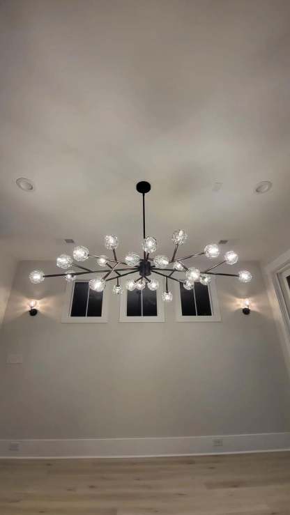Kristal Modern Clear Crystal Round Chandelier 48" Over Dining Table